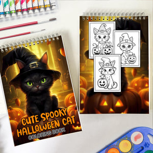 Cute Spooky Halloween Cat Spiral-Bound Coloring Book: Discover 30 Mesmerizing Coloring Pages in the Cute Spooky Halloween Cat Coloring Book for a Bewitching Experience