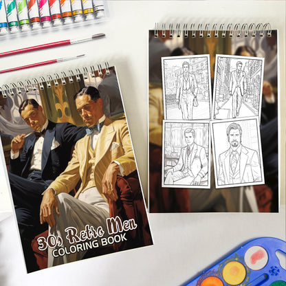 30s Retro Men Spiral Bound Coloring Book: 30 Enchanting Coloring Pages, Unleashing Your Creativity in the World of 1930s Retro Men