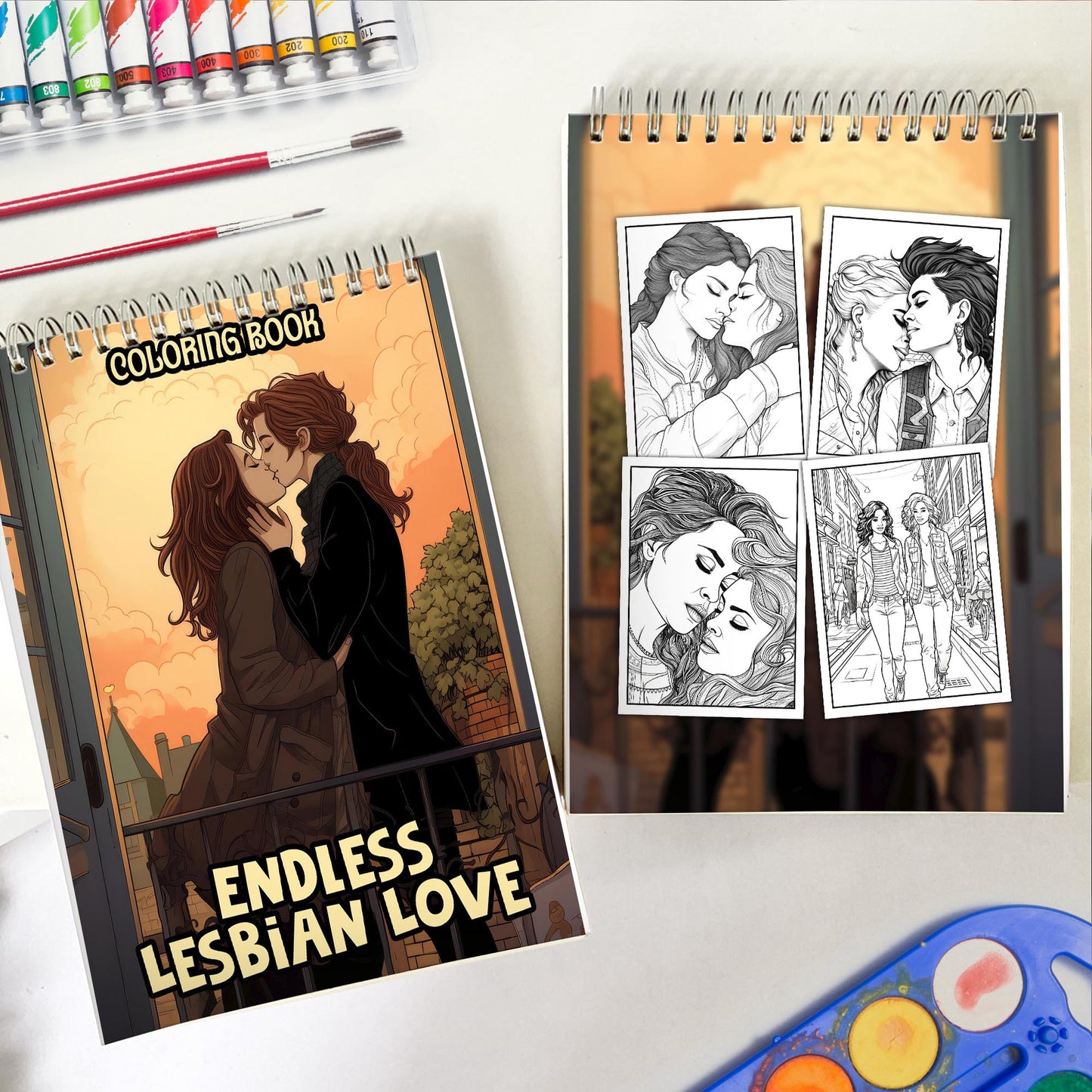 Endless Lesbian Love Spiral Bound Coloring Book: 30 Charming Pages Filled with Timeless Moments of Lesbian Love