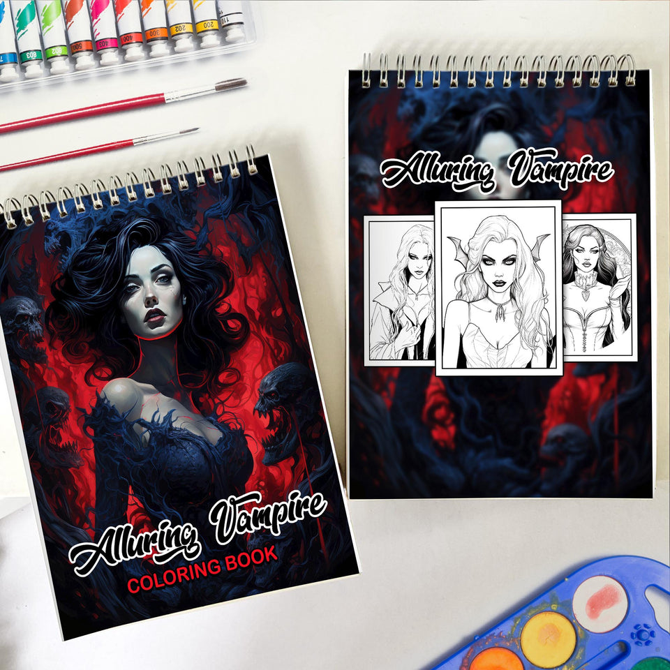Alluring Vampire Spiral-Bound Coloring Book: 30 Captivating Coloring Pages that Combine the Alluring Vampire Coloring Book and Halloween Event