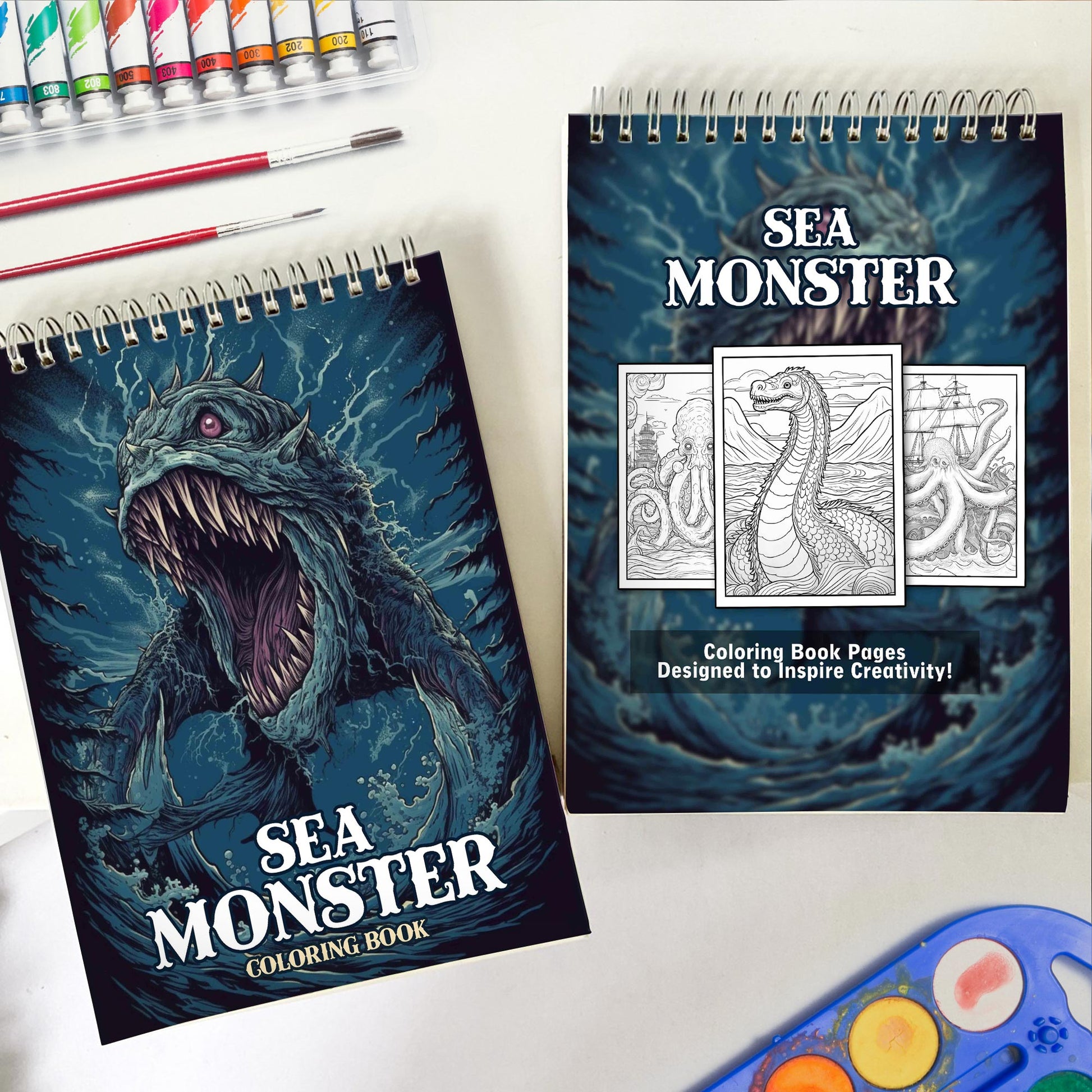 Sea Monster Coloring Book: Explore 30 Mythical Coloring Pages, Depicting Majestic Sea Monsters from Ancient Folklore and Maritime Tales