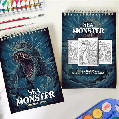 Sea Monster Coloring Book: Explore 30 Mythical Coloring Pages, Depicting Majestic Sea Monsters from Ancient Folklore and Maritime Tales