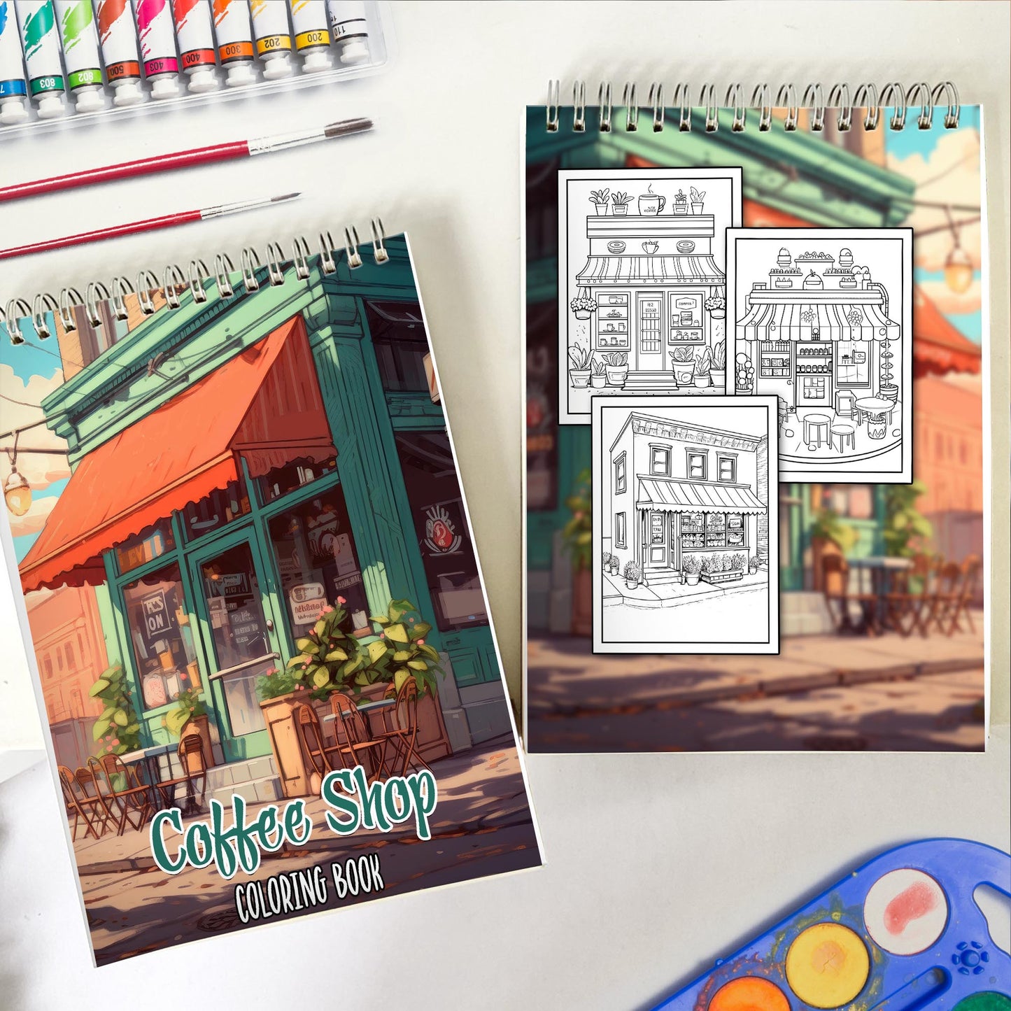 Coffee Shop Spiral Coloring Book: Immerse Yourself in the Cozy Cafe Atmosphere with 30 Captivating Coloring Pages