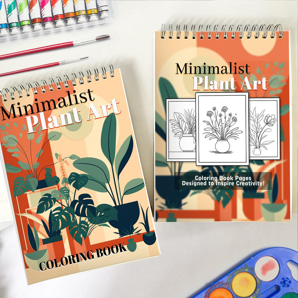 Minimalist Plant Art Spiral Coloring Book: 30 Exquisite Coloring Pages for Fans of Bohemian Style and Nature to Bring Tranquil Plants to Life