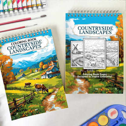 Countryside Landscapes Spiral Coloring Book: Enchanting Rural Vistas, Immerse Yourself in the Serenity of Countryside Landscapes