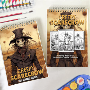 Creepy Scarecrow Spiral Coloring Book: 30 Creepy Scarecrow Coloring Pages, Embracing the Terrors That Haunt the Fields