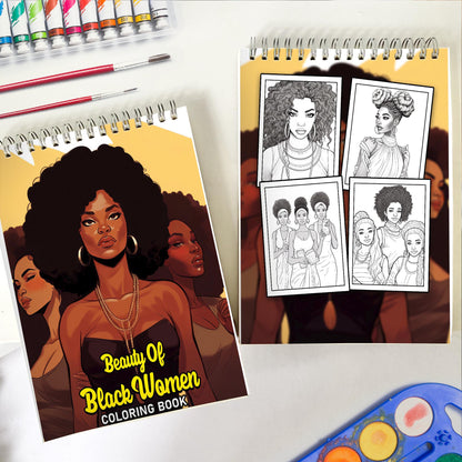 Beauty of Black Women Spiral Coloring Book: 30 Exquisite Coloring Pages Celebrating the Beauty of Black Women