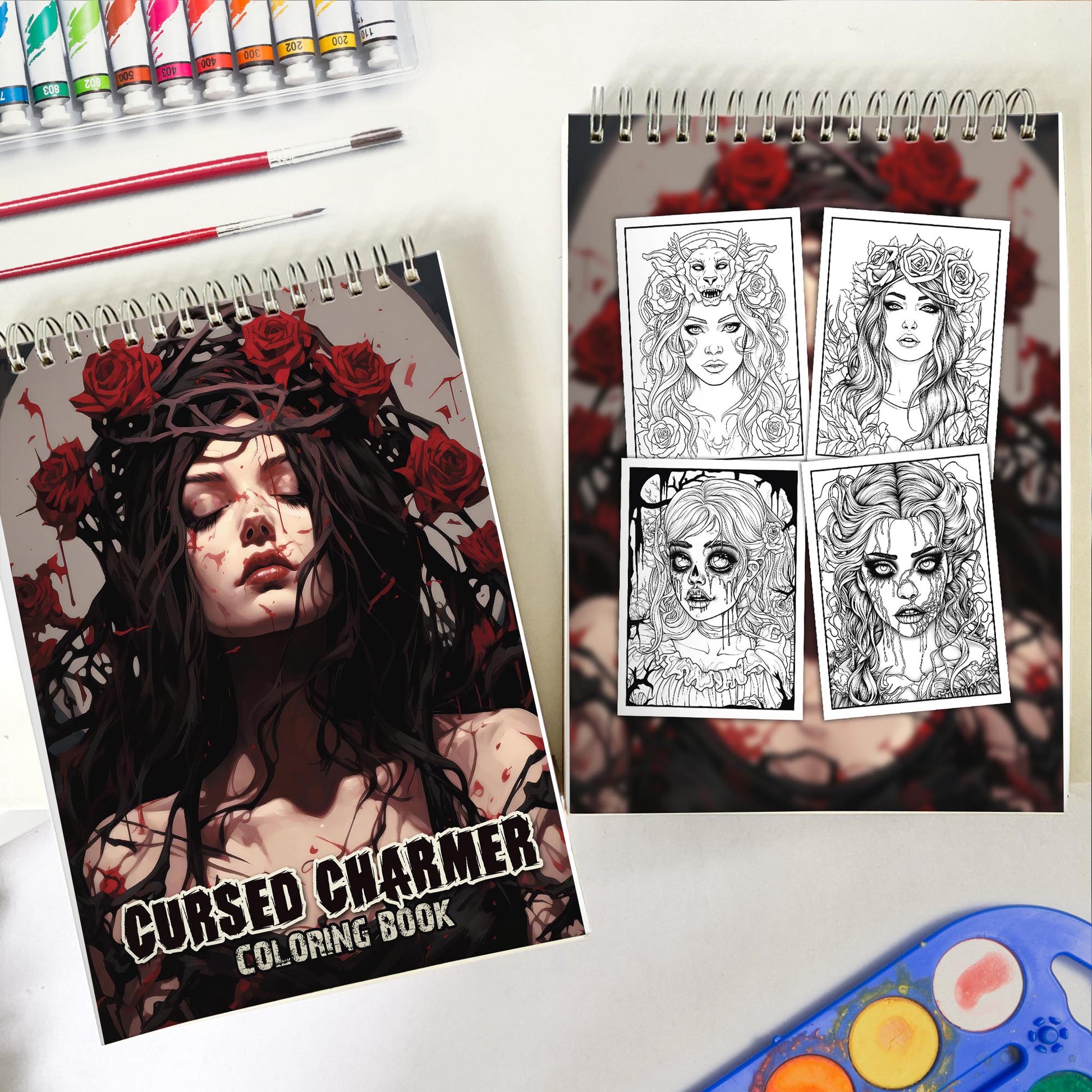 Cursed Charmer Spiral Bound Coloring Book: 30 Coloring Pages for Gothic Art Enthusiasts to Unleash Their Creative Expression