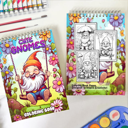 Cute Gnomes Coloring Book: Explore 30 Intriguing Coloring Pages, Depicting Cute Gnomes and their Lively Village with Joyful Energy
