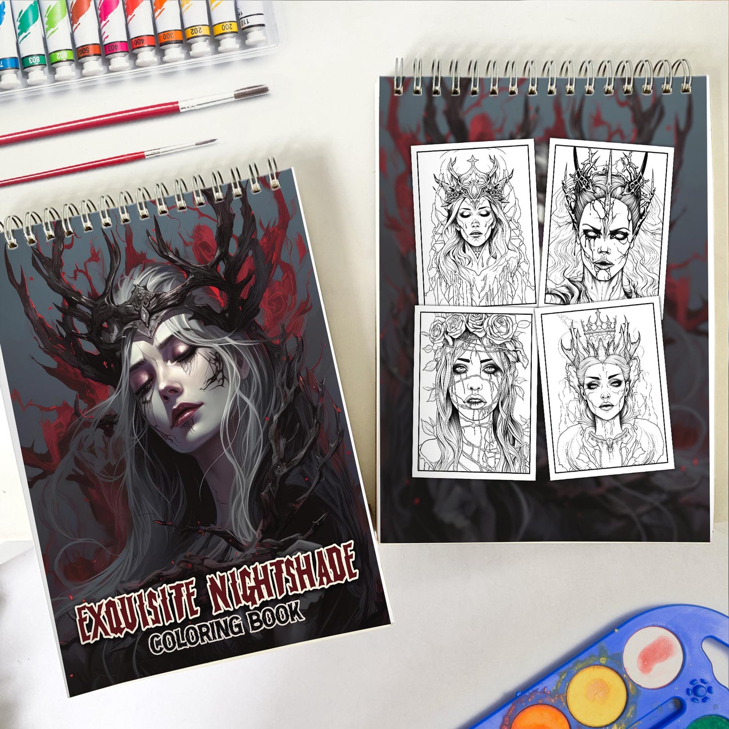Exquisite Nightshade Spiral Bound Coloring Book: 30 Exquisite Nightshade Coloring Pages of Horror Beauty Girls