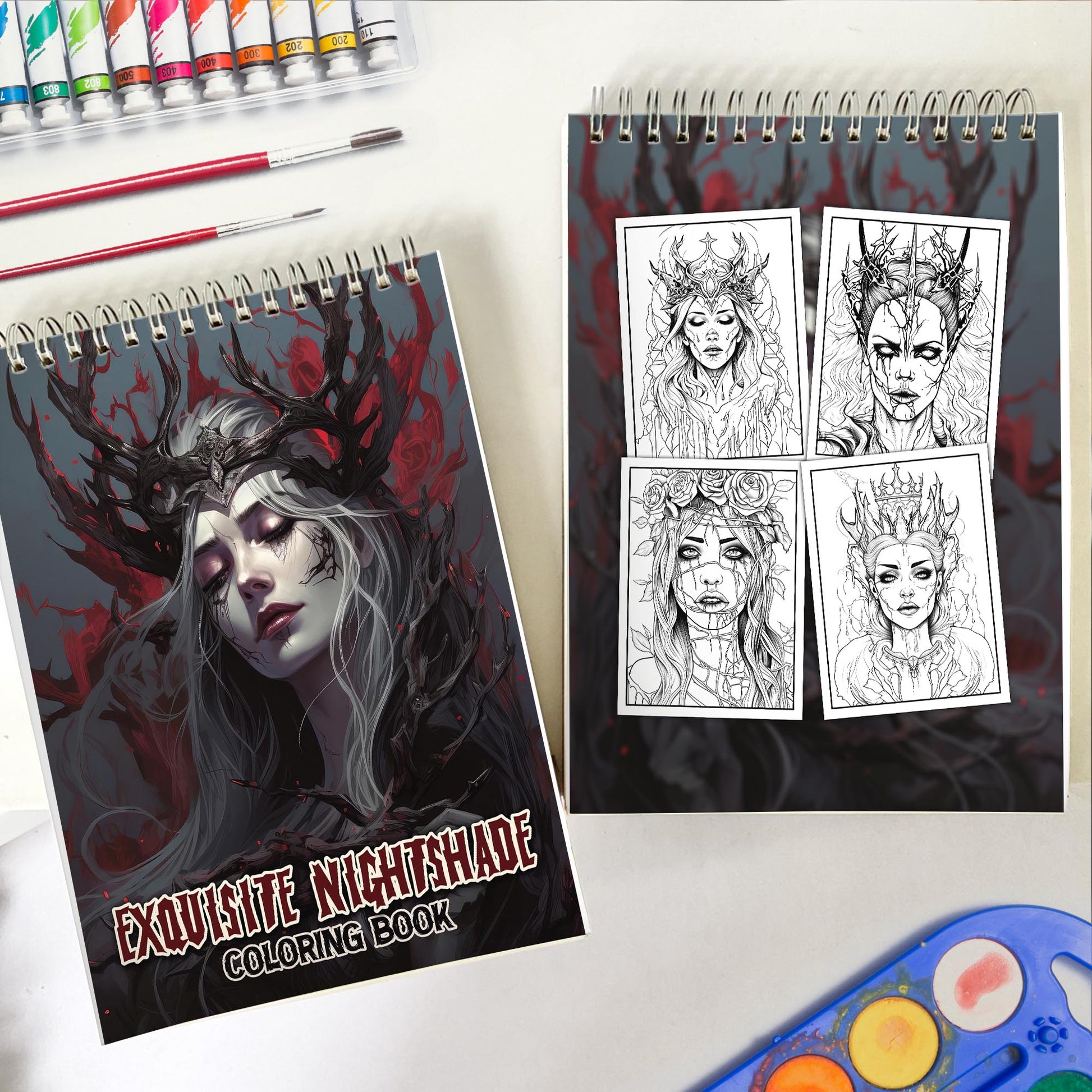 Exquisite Nightshade Spiral Bound Coloring Book: 30 Exquisite Nightshade Coloring Pages of Horror Beauty Girls