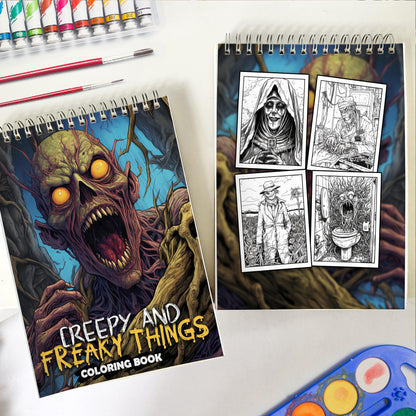 Creepy And Freaky Things Spiral Coloring Book: 30 Charming Creepy and Freaky Things Coloring Pages for Coloring Enthusiasts to Embrace the Dark and Unsettling