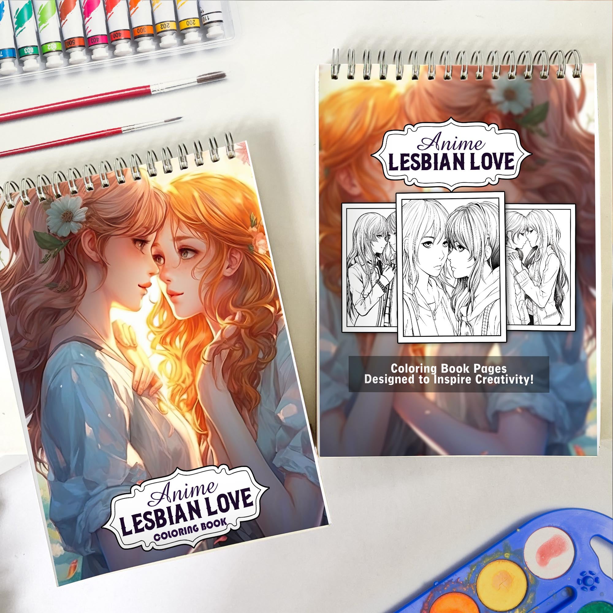 Anime Lesbian Love Spiral Bound Coloring Book: Discover 30 Inspiring C ...