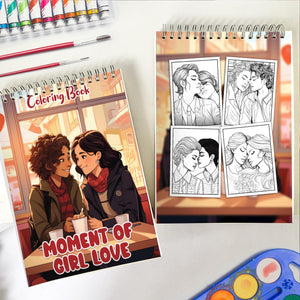 Moment of Girl Love Spiral Bound Coloring Book: 30 Captivating Coloring Scenes of Tender and Loving Couples