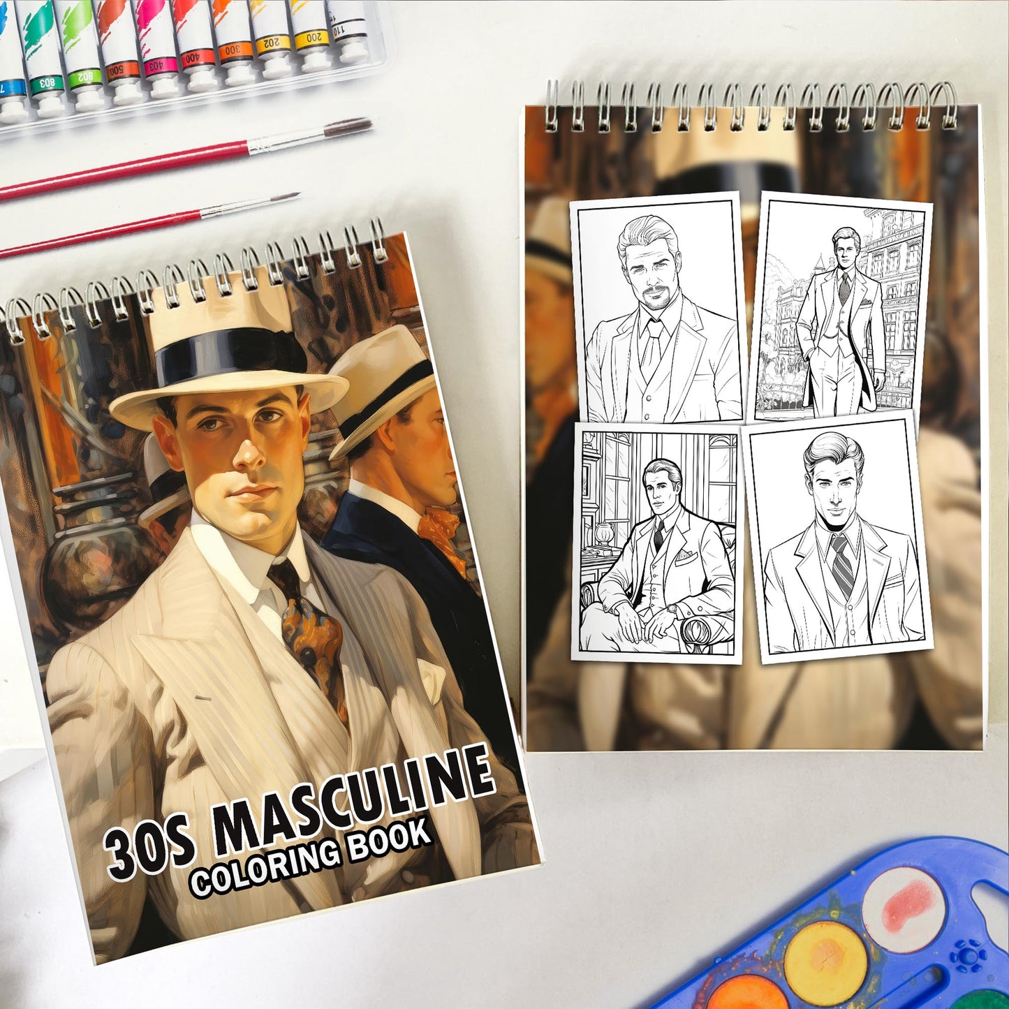 30s Masculine Spiral Bound Coloring Book: 30 Enchanting Coloring Pages, Unleashing Your Creativity in the World of Masculine Elegance