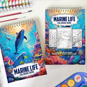 Marine Life Spiral Coloring Book: 30 Pages of Intricate Coloring Artwork, Celebrating Marine Life in all its Splendor