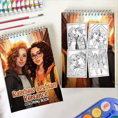 Rainbow Lesbian Romance Spiral Bound Coloring Book: 30 Charming Pages Filled with Heartfelt Moments of Rainbow Lesbian Romance