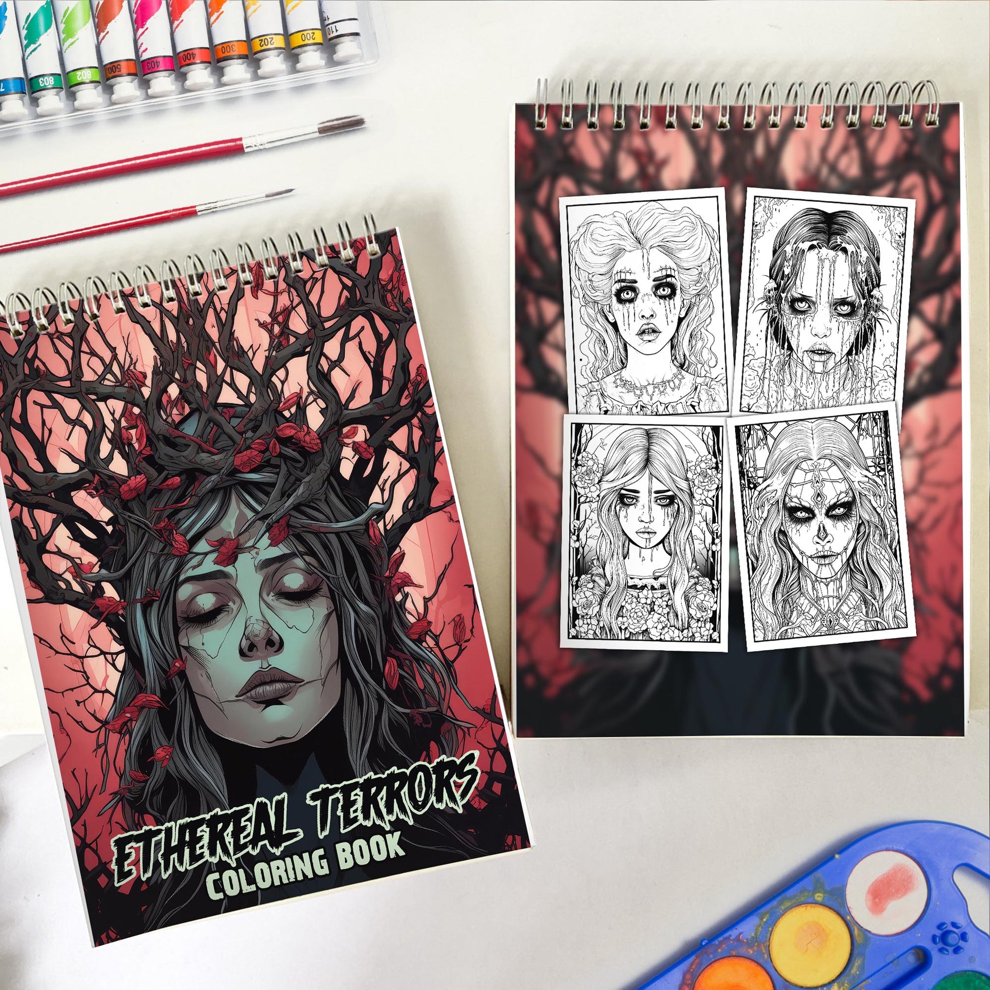 Ethereal Terrors Spiral Bound Coloring Book: 30 Coloring Pages for Gothic Art Enthusiasts to Unleash Their Creative Expression