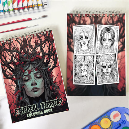 Ethereal Terrors Spiral Bound Coloring Book: 30 Coloring Pages for Gothic Art Enthusiasts to Unleash Their Creative Expression