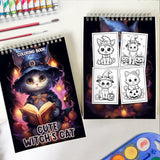 Cute Witch's Cat Spiral-Bound Coloring Book: 30 Charming Pages Filled with Enchanting Tales of Cute Witch's Cats