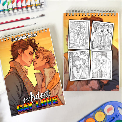 Ardent Gay Love Spiral Bound Coloring Book: 30 Heartwarming Coloring Pages, Filled with Passion and Affection
