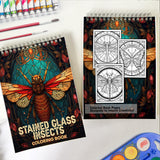 Stained Glass Insects Spiral Bound Coloring Book: 30 Breathtaking Coloring Pages, Showcasing Radiant Insects with Brilliant Colors and Intricate Patterns