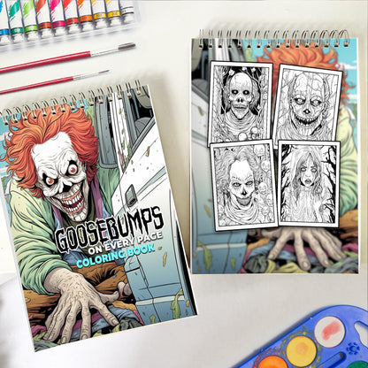Goosebumps On Every Page Spiral Bound Coloring Book: 30 Charming Illustrations to Send Goosebumps Down Your Spine