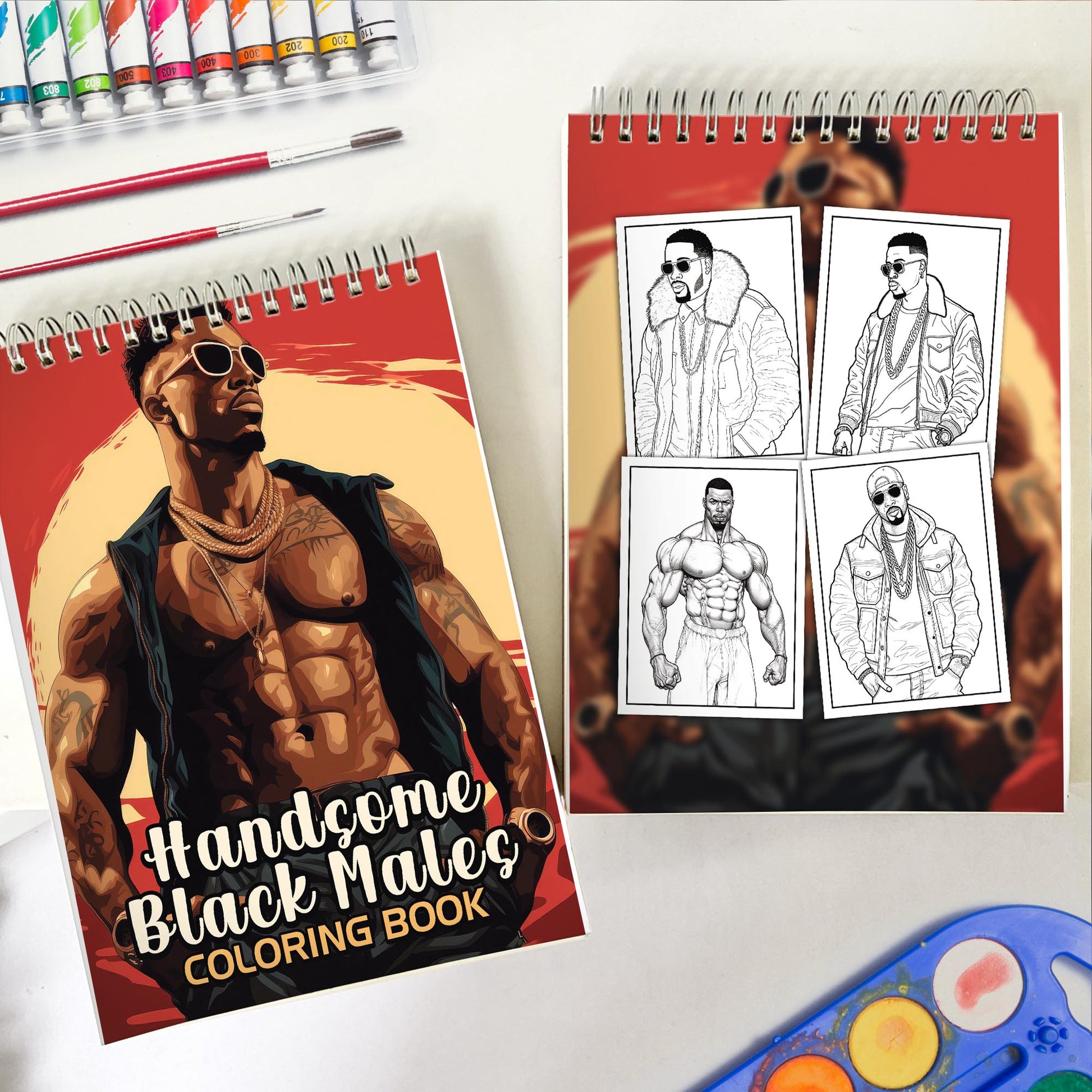 Handsome Black Males Spiral Bound Coloring Book: 30 Captivating Coloring Pages of Black Males for a Stylish and Artistic Journey