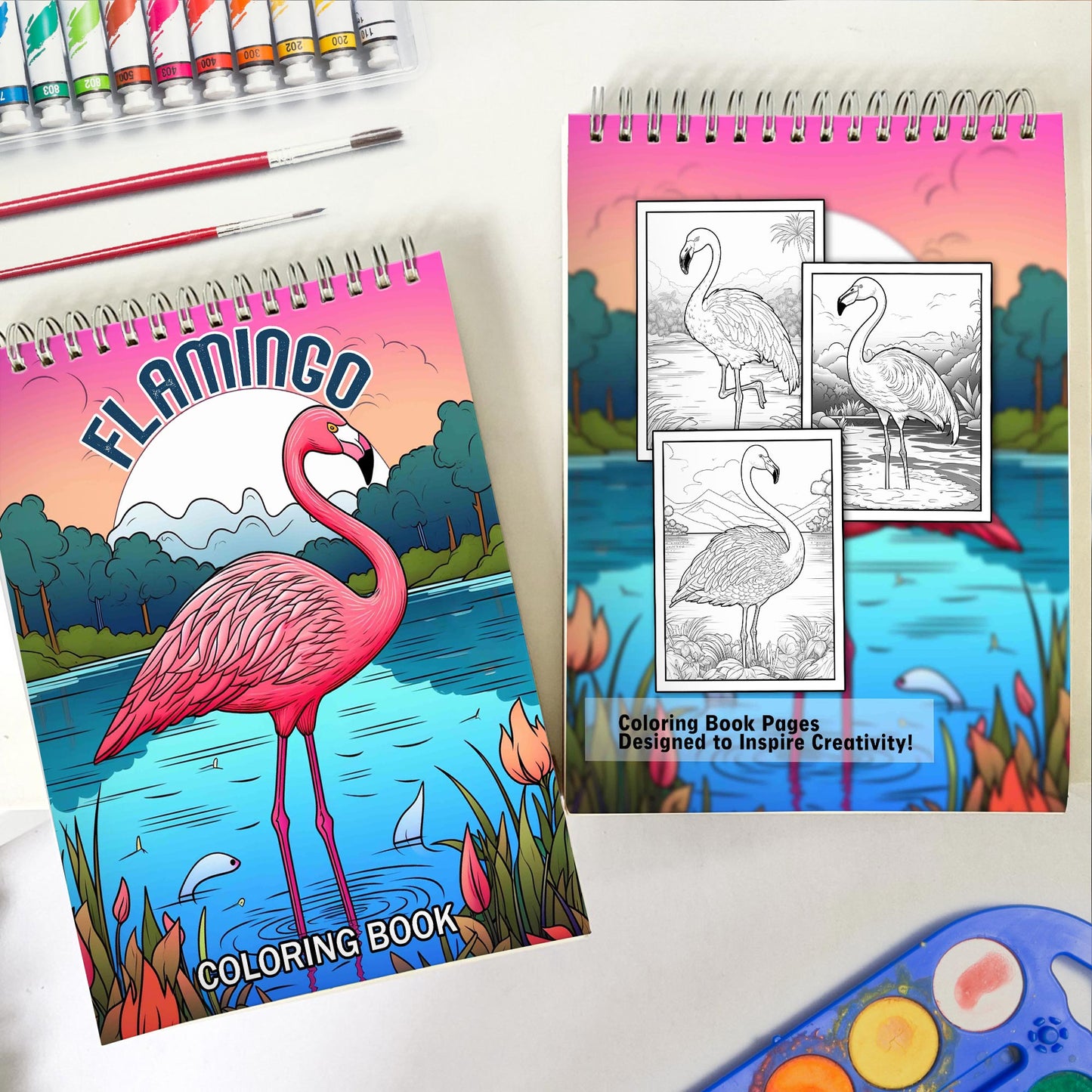 Flamingo Spiral Coloring Book: 30 Pages of Coloring Joy, Bringing to Life the Vibrant Flamingo Scenes of the Tropics