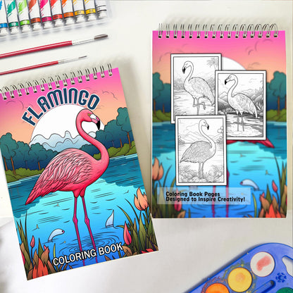 Flamingo Spiral Coloring Book: 30 Pages of Coloring Joy, Bringing to Life the Vibrant Flamingo Scenes of the Tropics