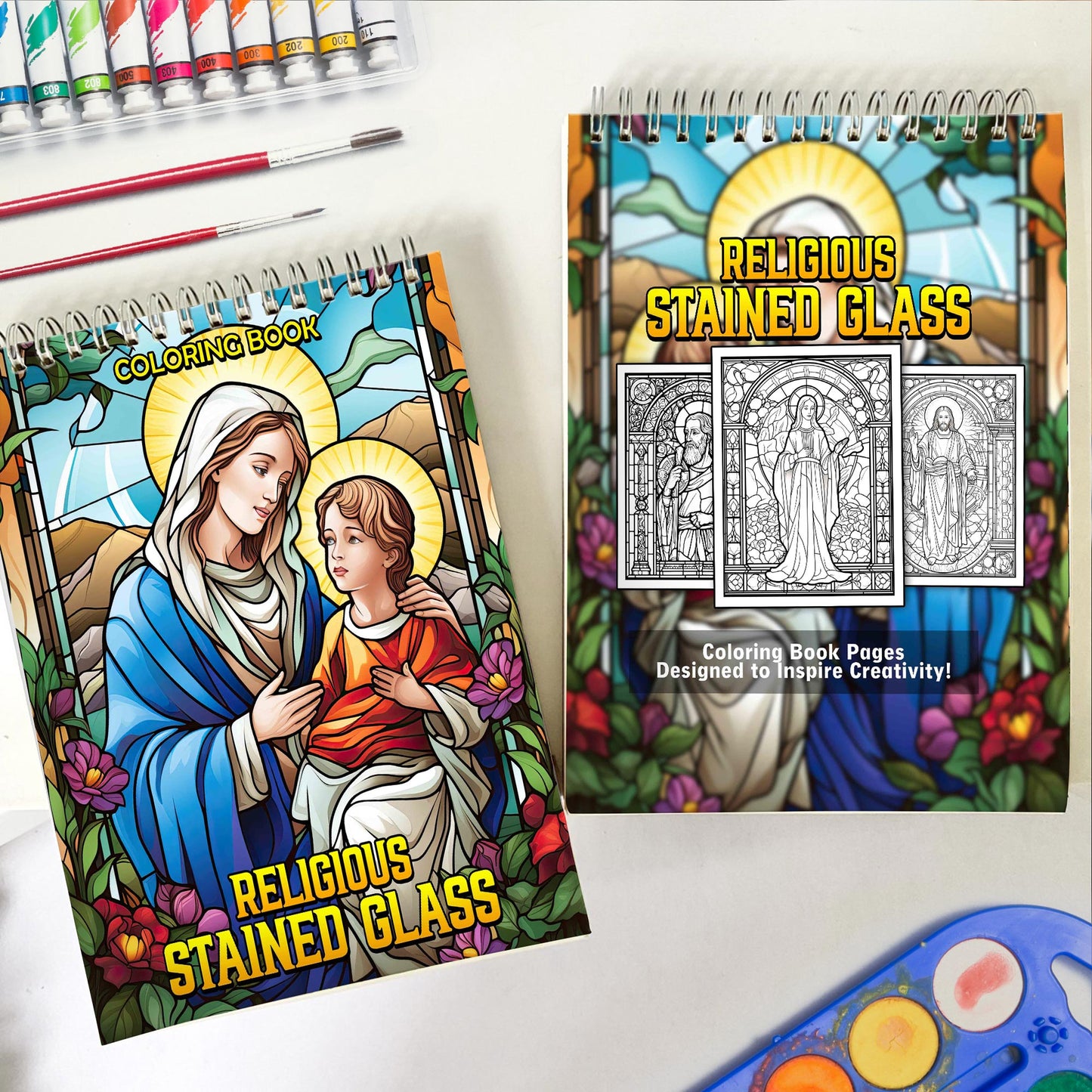 Religious Stained Glass Coloring Book: Unleash Your Artistic Talents in the Divine Journey with 30 Charming Coloring Pages for Coloring Enthusiasts to Embrace the Serenity and Devotion of Religious Stained Glass Art