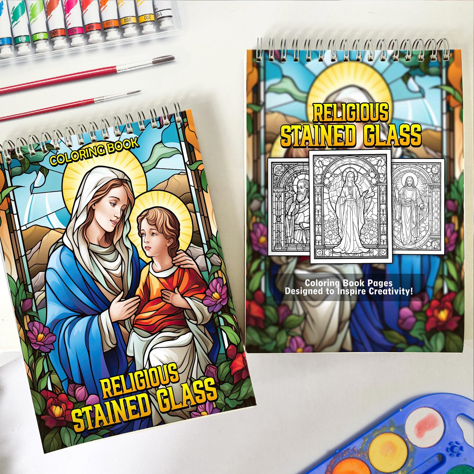 Religious Stained Glass Coloring Book: Unleash Your Artistic Talents in the Divine Journey with 30 Charming Coloring Pages for Coloring Enthusiasts to Embrace the Serenity and Devotion of Religious Stained Glass Art