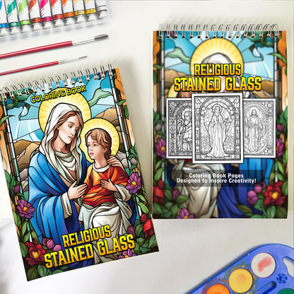 Religious Stained Glass Coloring Book: Unleash Your Artistic Talents in the Divine Journey with 30 Charming Coloring Pages for Coloring Enthusiasts to Embrace the Serenity and Devotion of Religious Stained Glass Art