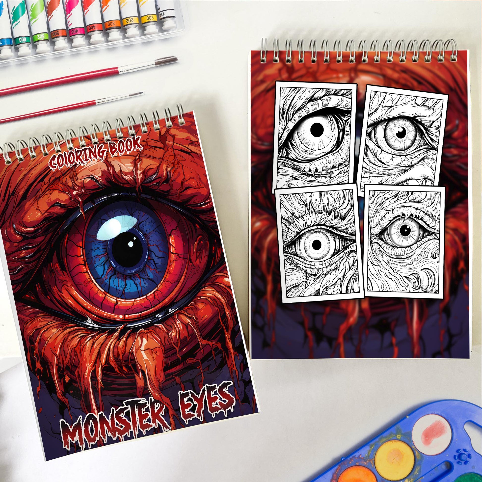 Monster Eyes Spiral Coloring Book: Dive into the Monster Eyes Coloring Book with 30 Captivating and Spooky Illustrations