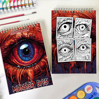 Monster Eyes Spiral Coloring Book: Dive into the Monster Eyes Coloring Book with 30 Captivating and Spooky Illustrations