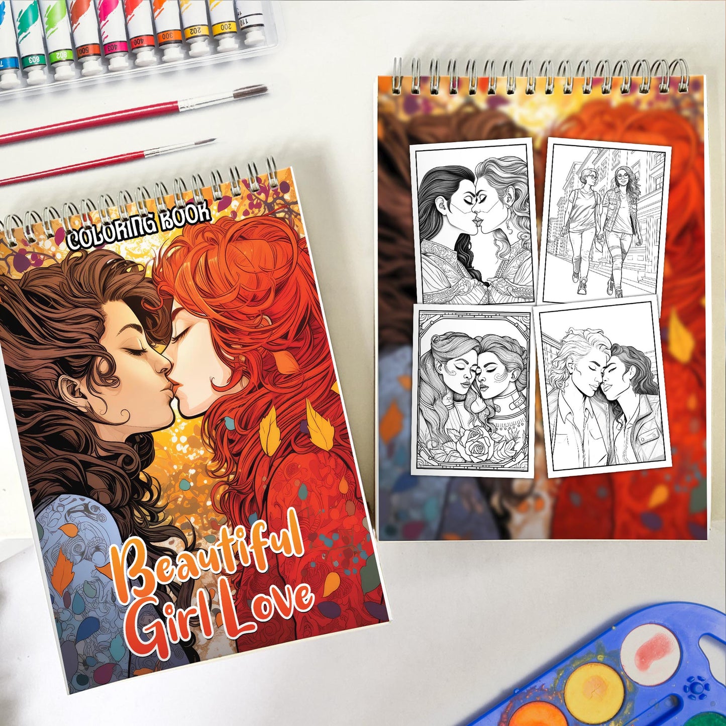 Beautiful Girl Love Spiral Bound Coloring Book:  30 Captivating Coloring Scenes of Beautiful Couples
