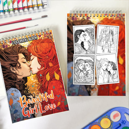 Beautiful Girl Love Spiral Bound Coloring Book:  30 Captivating Coloring Scenes of Beautiful Couples
