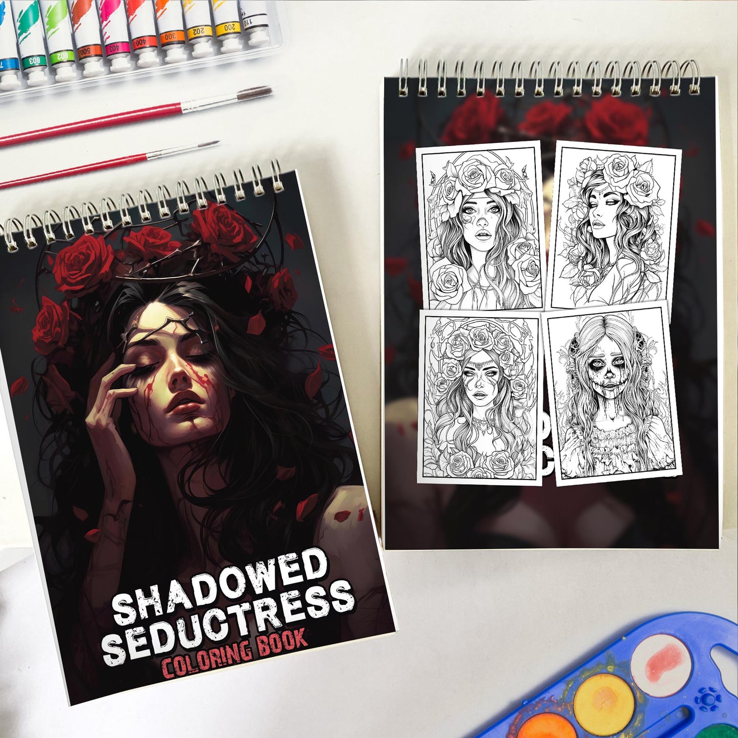 Shadowed Seductress Spiral-Bound Coloring Book: 30 Coloring Pages for Gothic Art Enthusiasts to Unleash Their Creative Expression 