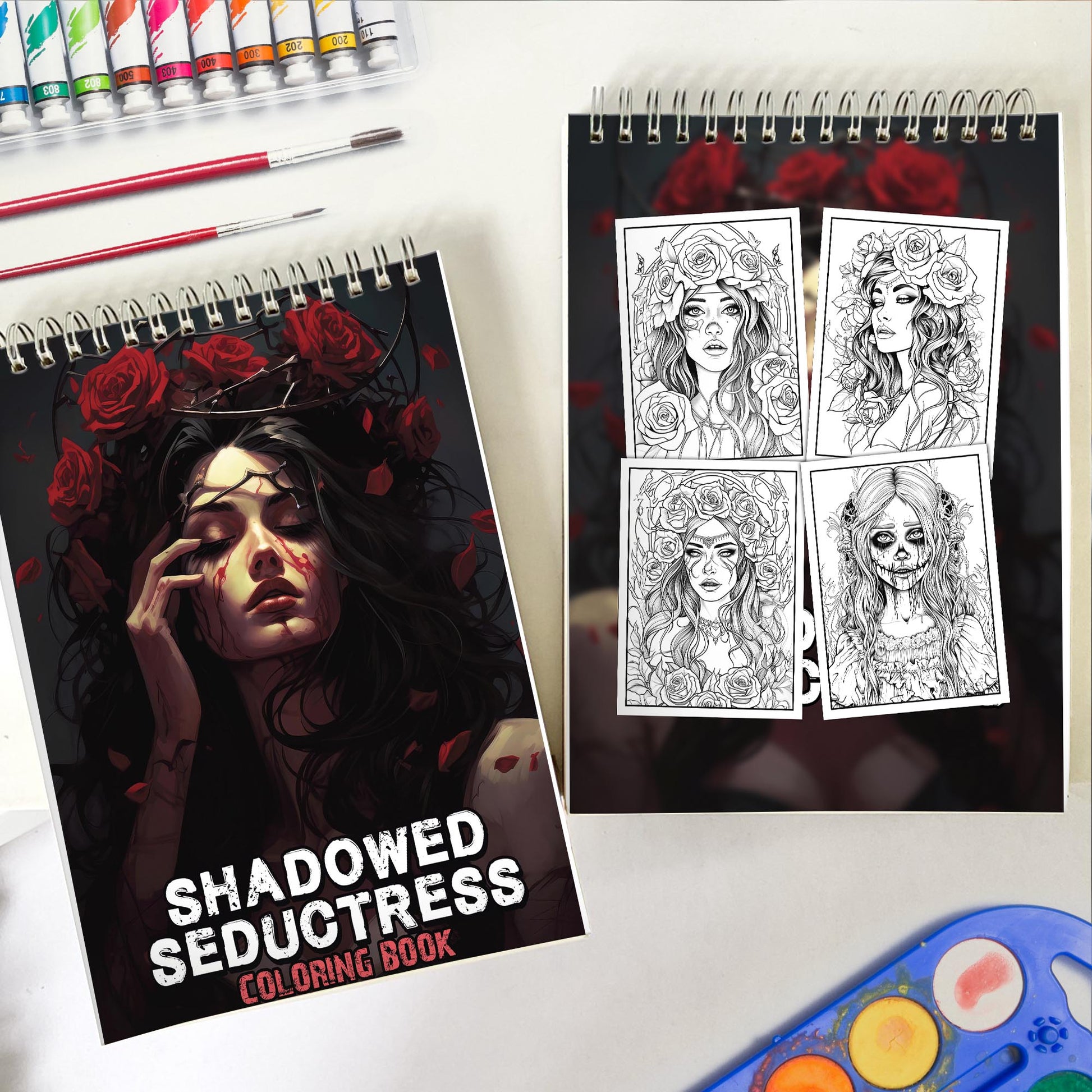 Shadowed Seductress Spiral-Bound Coloring Book: 30 Coloring Pages for Gothic Art Enthusiasts to Unleash Their Creative Expression 