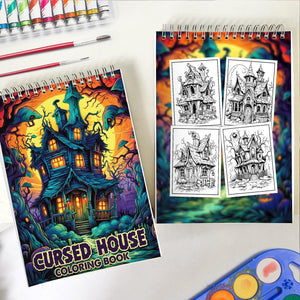 Cursed House Spiral-Bound Coloring Book: 30 Charming Pages of Haunted House Scenes.