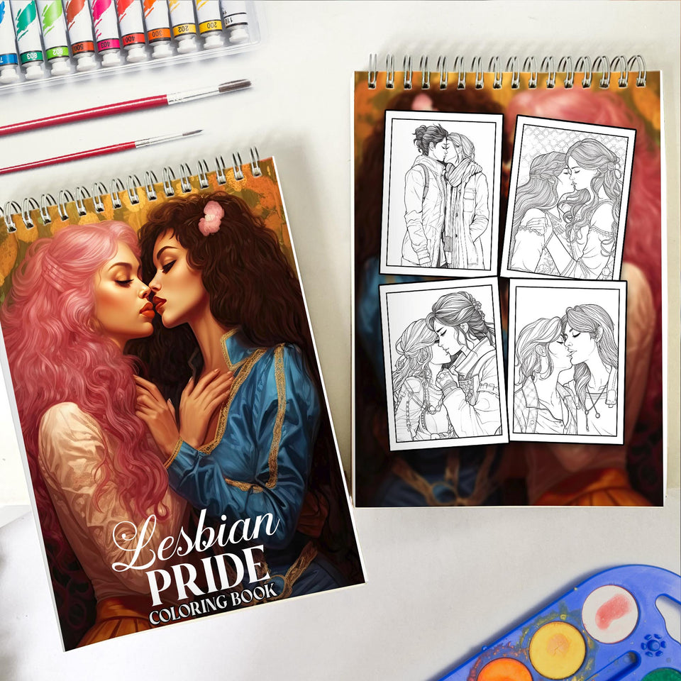 Lesbian Pride Spiral Coloring Book: Embrace the Spectrum of Love with 30 Pages, Inviting You to Color Beautiful Moments of Lesbian Love and Unity