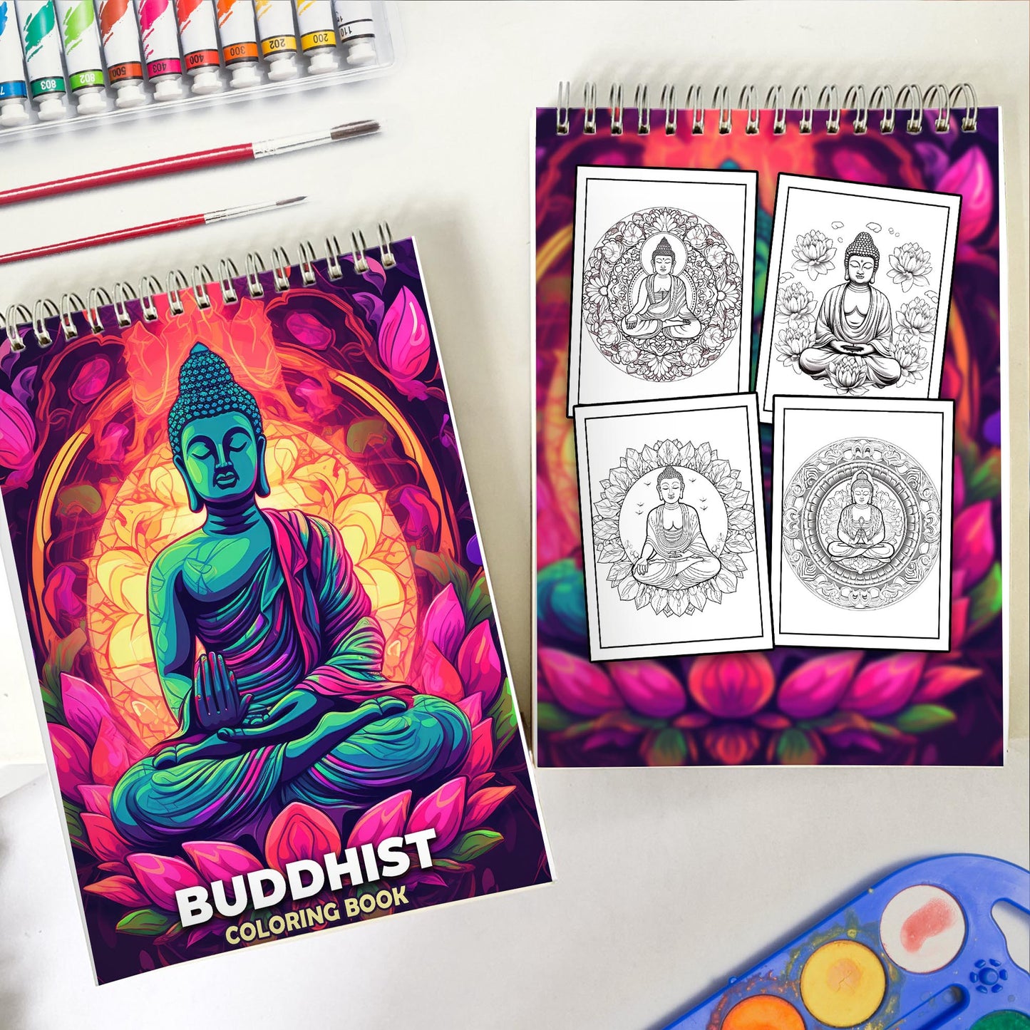 Buddhist Spiral Coloring Book: 30 Beautiful Pages to Explore Buddhist Concepts of Compassion and Wisdom