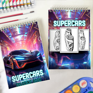 Supercars Spiral Coloring Book: 30 Thrilling Coloring Pages of Supercars