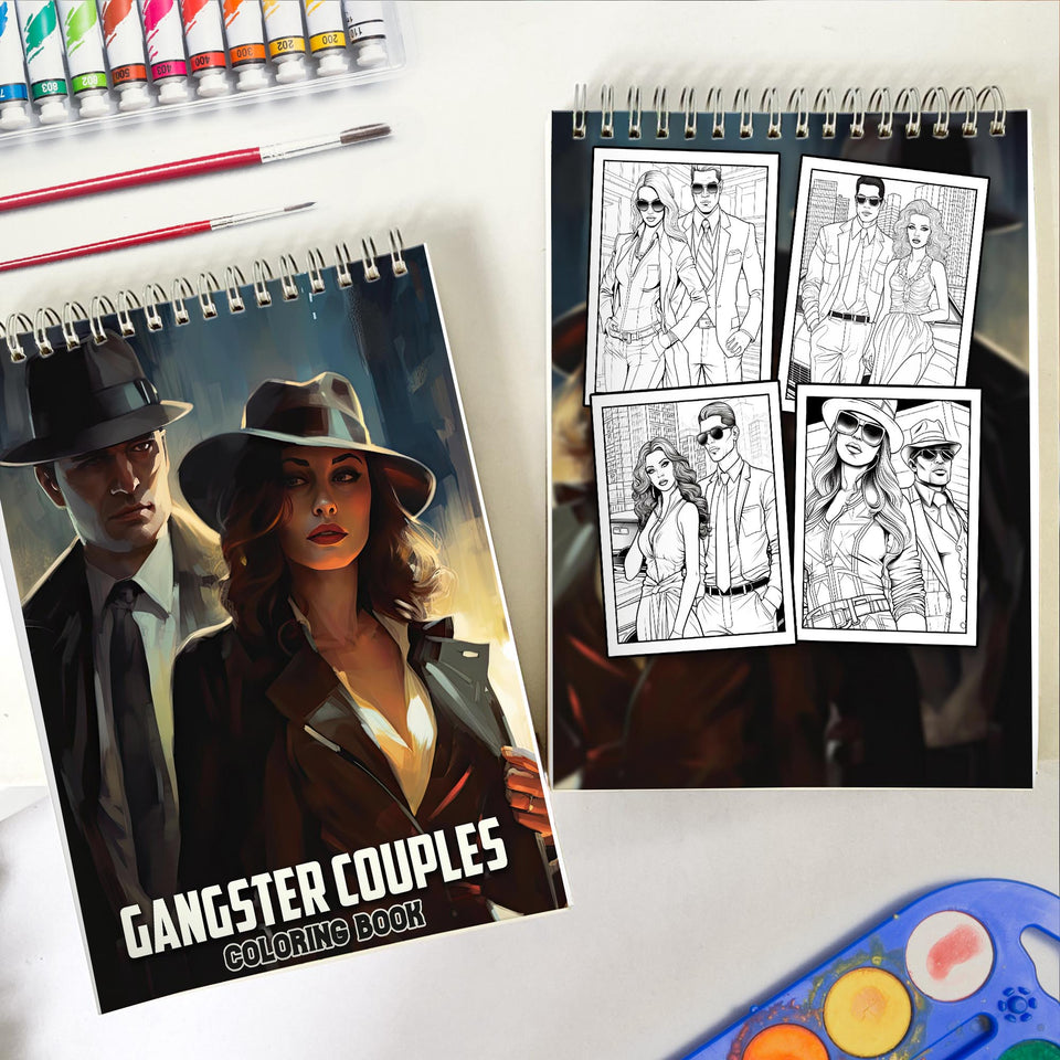 Gangster Couples Spiral Coloring Book: 30 Mesmerizing Coloring Pages that Portray the Intricate Details and Intrigue of their Criminal Lives