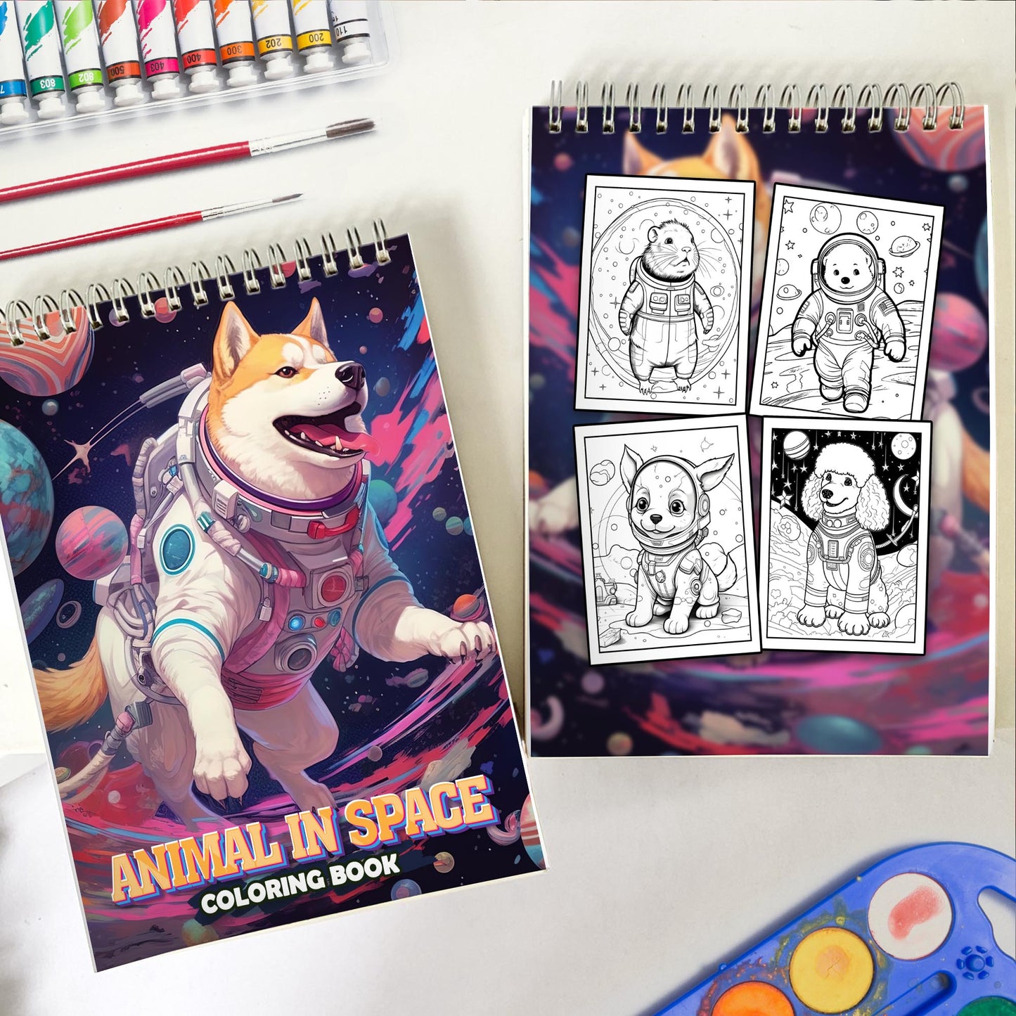 Animal In Space Spiral Coloring Book: 30 Animals in Space for Astronomical Coloring Adventures
