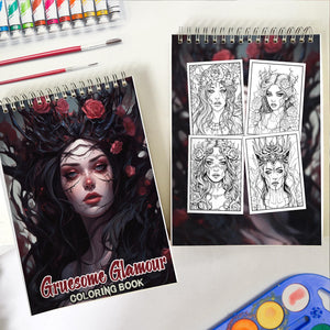 Gruesome Glamour Spiral-Bound Coloring Book: 30 Gruesome Glamour Coloring Pages, Offering a Captivating and Spooky Coloring Experience
