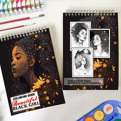 Beautiful Black Girl Spiral Coloring Book: 30 Empowering Coloring Pages, Showcasing Strong and Resilient Black Girls Embracing Their Unique Beauty
