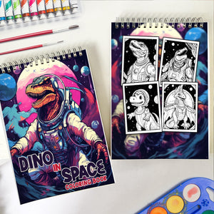 Dino In Space Spiral-Bound Coloring Book: 30 Mesmerizing Dino in Space Coloring Designs 