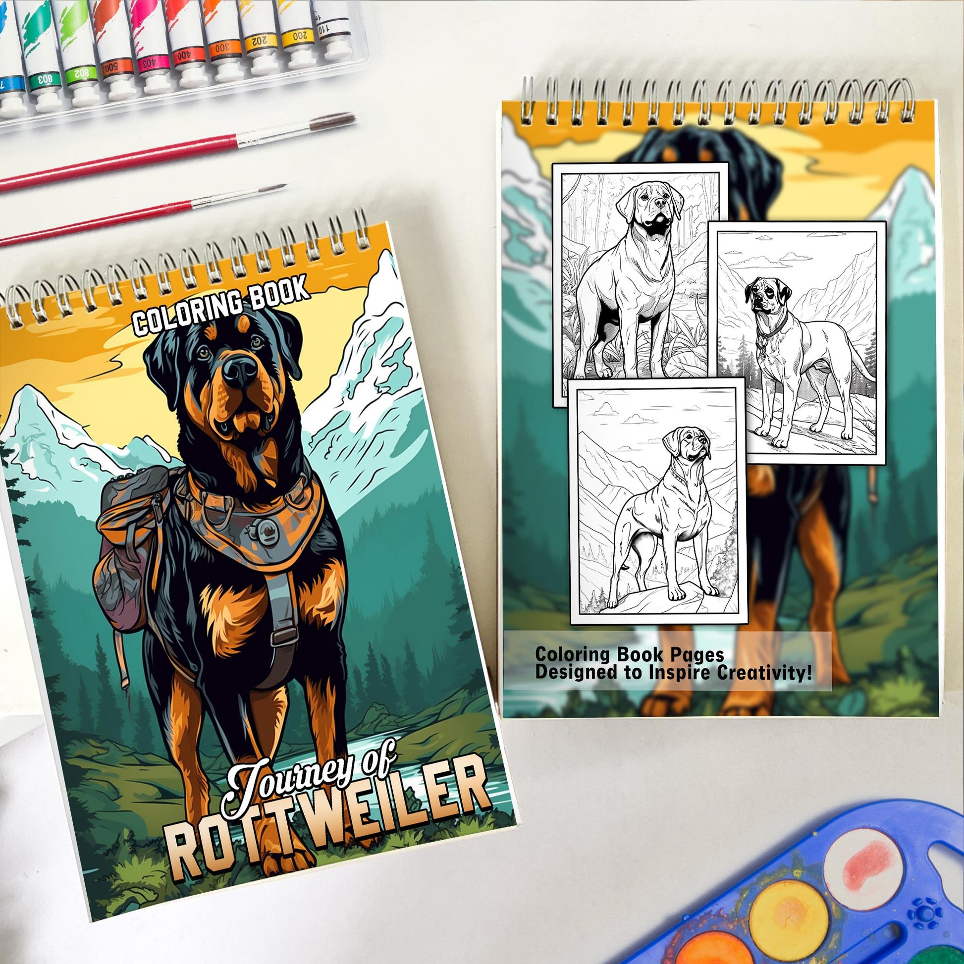 Journey of Rottweiler Spiral Coloring Book: 30 Captivating Coloring Pages for Dog Enthusiasts to Create Stunning and Lifelike Artwork