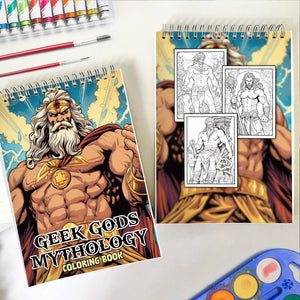 Geek Gods Mythology Spiral-Bound Coloring Book: 30 Intriguing Mythological Coloring Pages, Unveiling Geek Gods from Diverse Worlds 